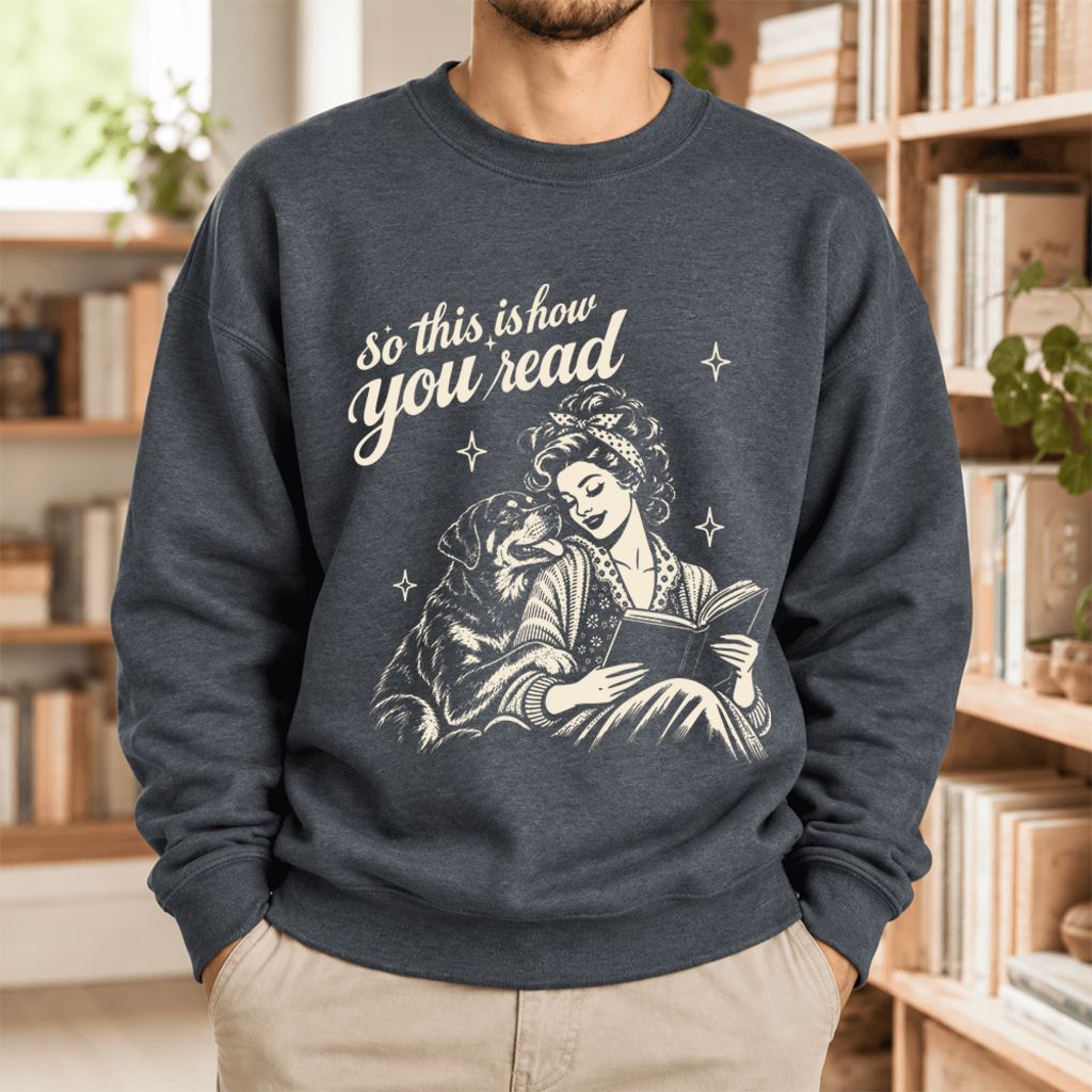 How You Read Rottweiler Softstyle Sweatshirt | Cozy Dog Mom Reader Gift Dark Heather