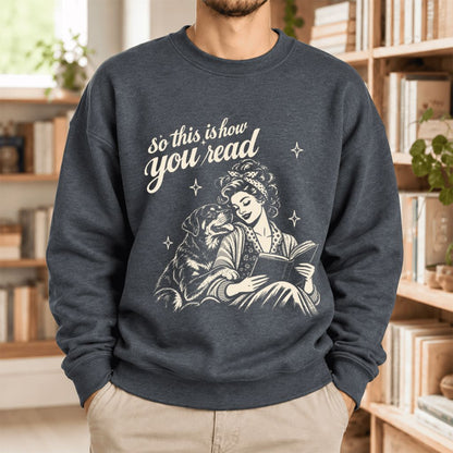 How You Read Rottweiler Softstyle Sweatshirt | Cozy Dog Mom Reader Gift Dark Heather