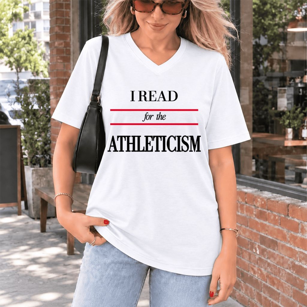 I Read For The Athleticism Ultra-Soft V-Neck | Reader Gift White