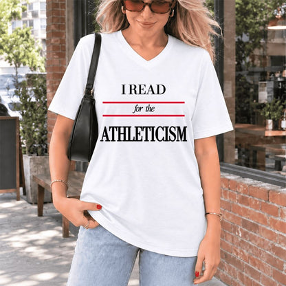 I Read For The Athleticism Ultra-Soft V-Neck | Reader Gift White