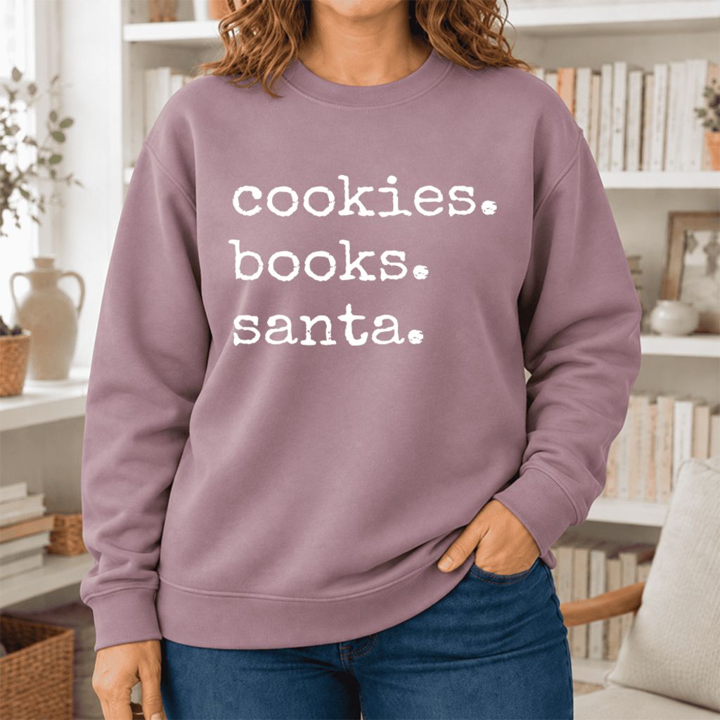 Cookies Books Santa Softstyle Sweatshirt | Christmas Book Lover Gift Paragon