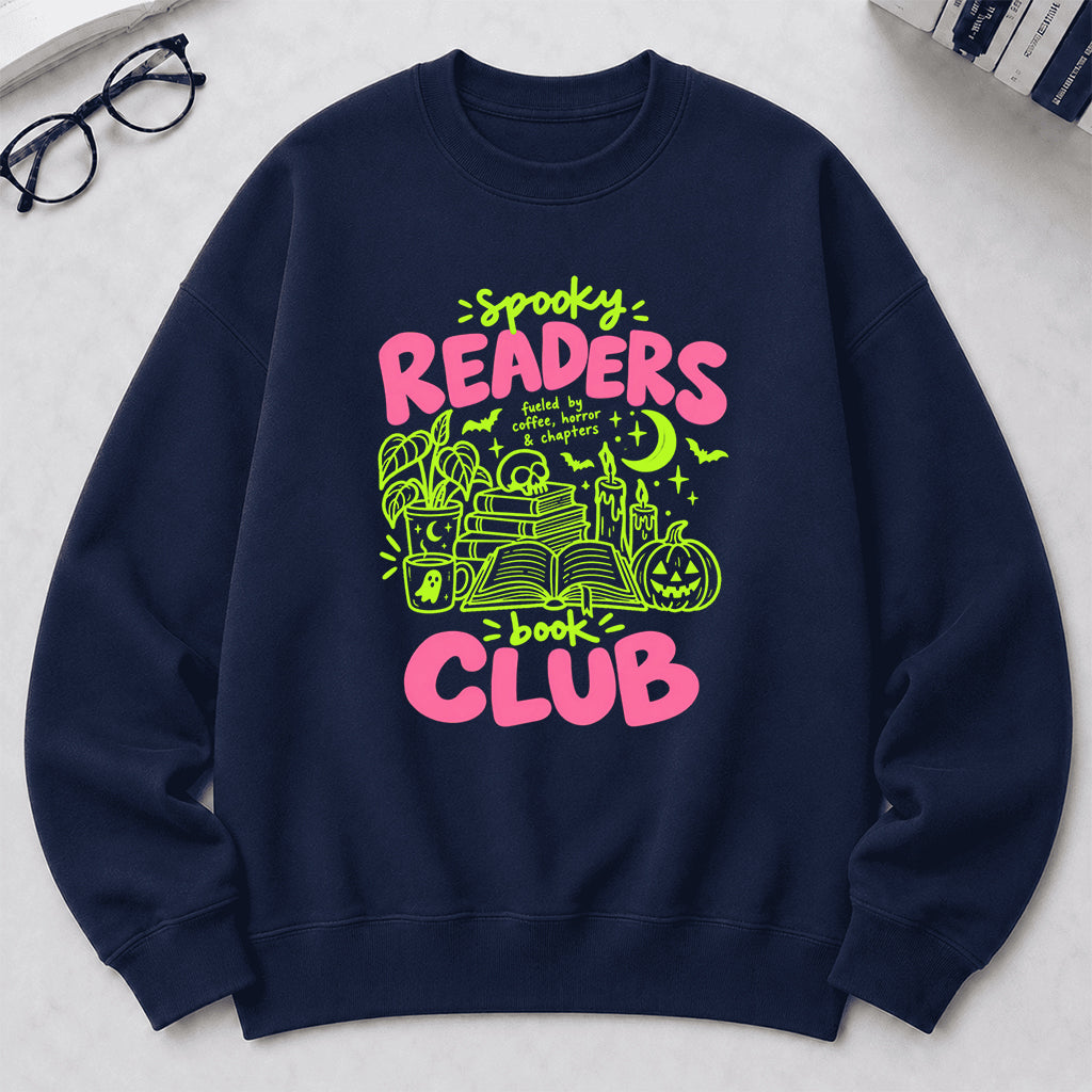 Spooky Readers Book Club Crewneck Sweatshirt | Halloween Reader Gift Navy