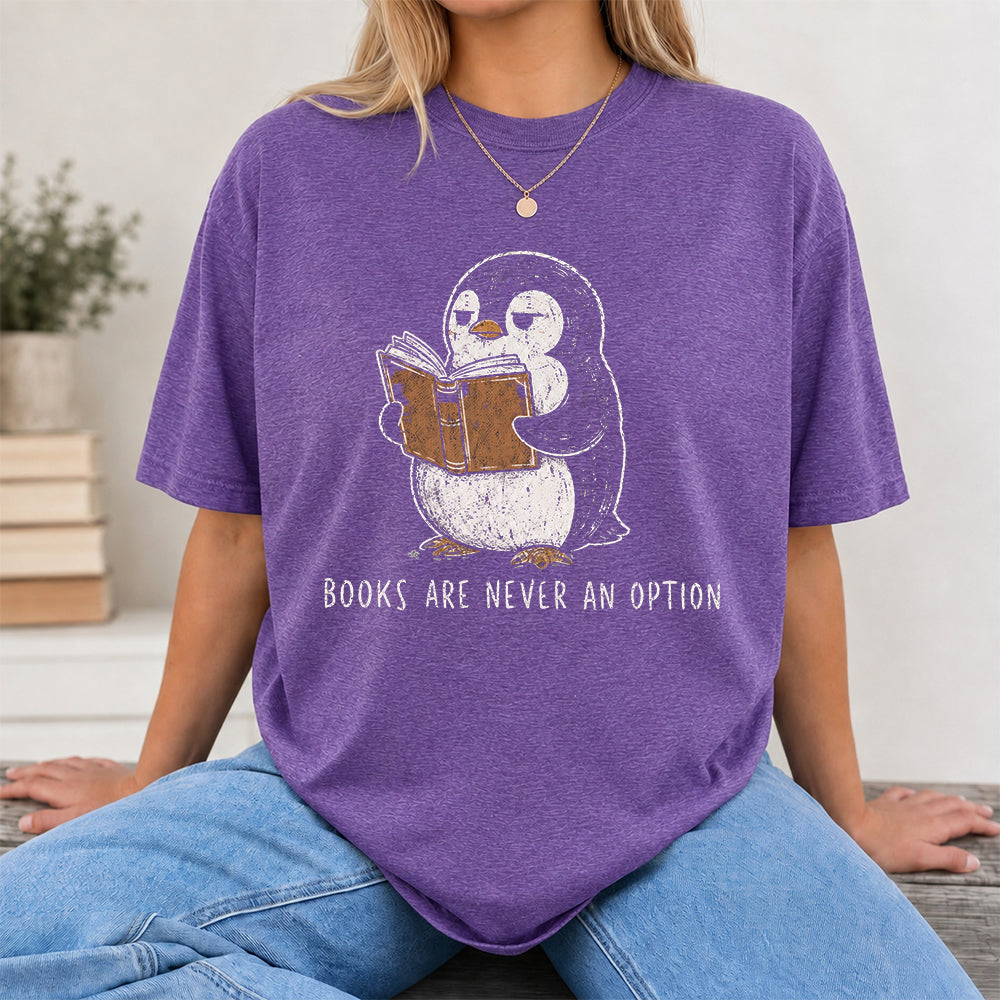 Books Are Never An Option Softstyle T-Shirt | Book Lover Gift Heather Purple