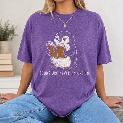 Books Are Never An Option Softstyle T-Shirt | Book Lover Gift Heather Purple