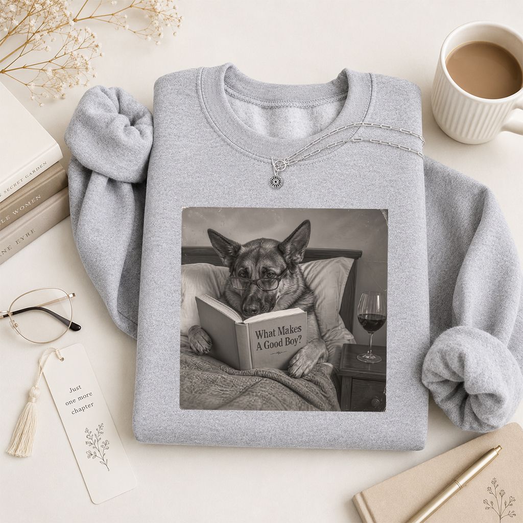 What Makes A Good Boy Crewneck Sweatshirt | Dog Lover Reader Gift Sport Grey