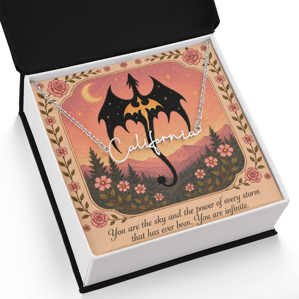 You Are The Sky Decorative Card And Custom Name Polished Stainless Steel Necklace With Box Book Lover Gift Font 2