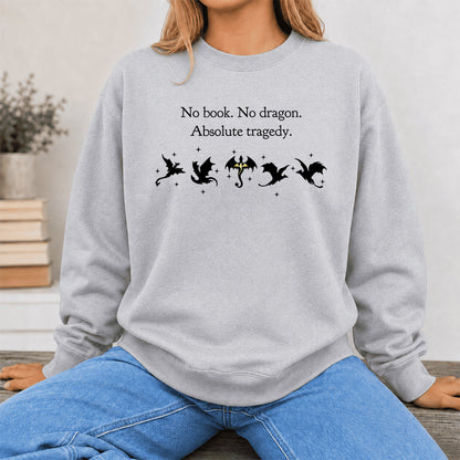 No Book No Dragon Crewneck Sweatshirt | Reader Gift Sport Grey