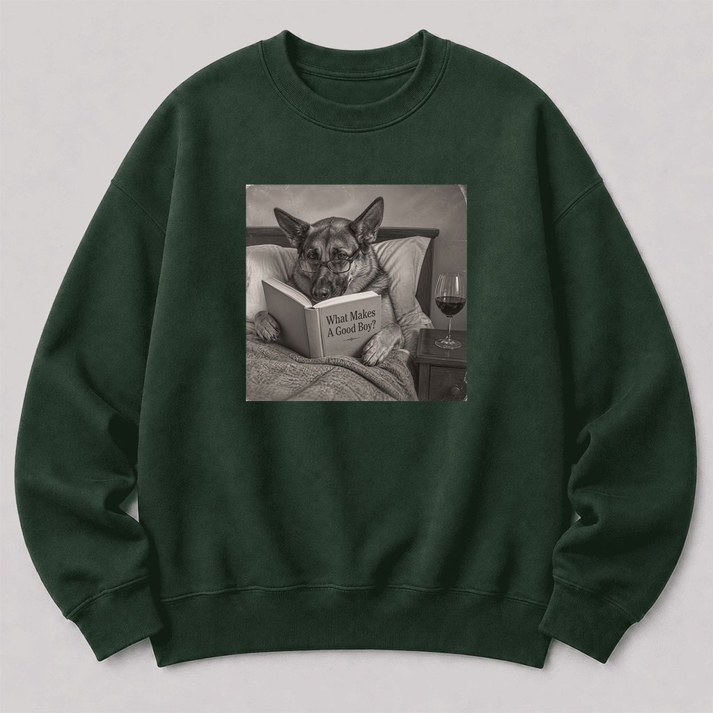What Makes A Good Boy Crewneck Sweatshirt | Dog Lover Reader Gift Forest Green