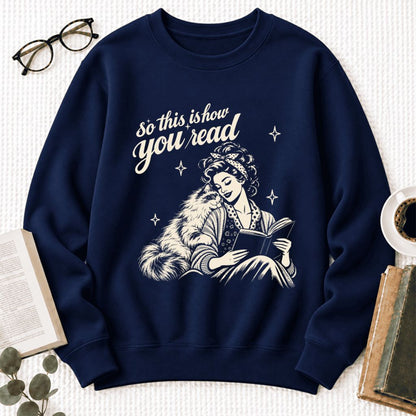 How You Read Ragdoll Softstyle Sweatshirt | Cozy Cat & Book Lover Gift Navy