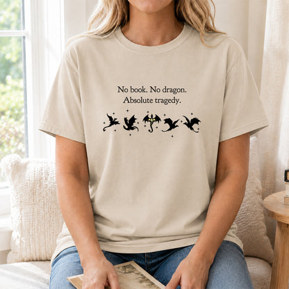 No Book No Dragon Softstyle T-Shirt | Book Lover Gift Sand
