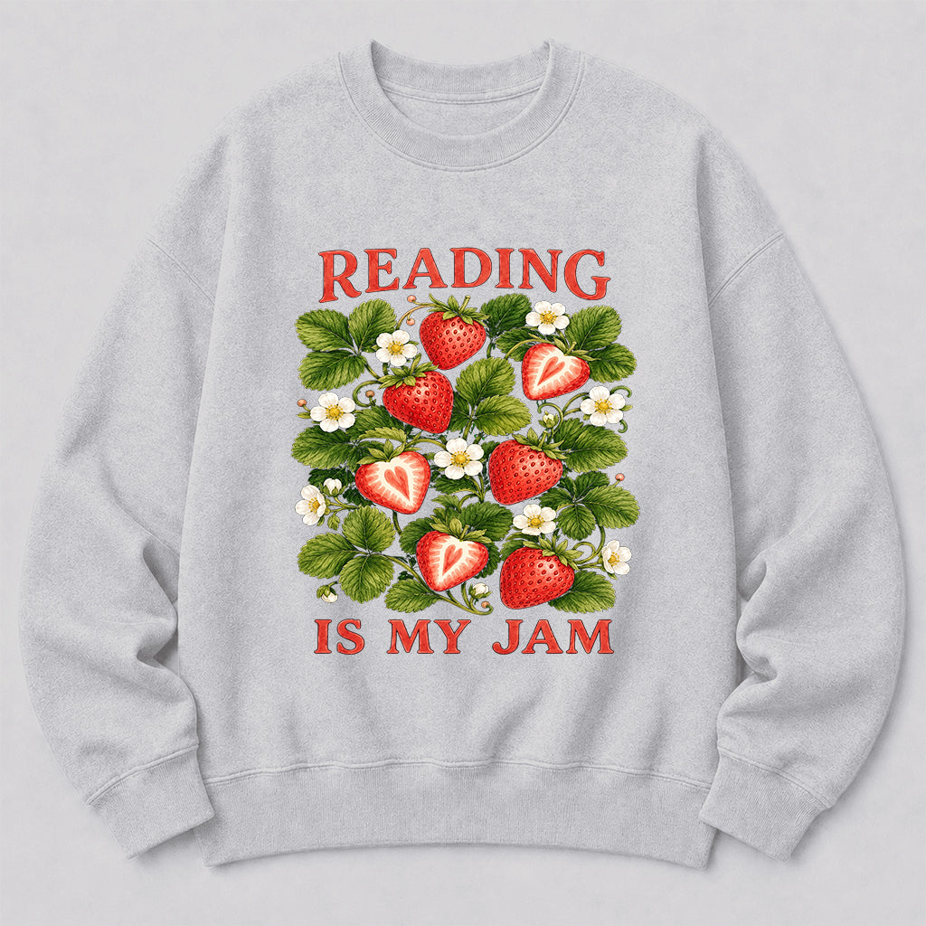Reading Is My Jam Crewneck Sweatshirt | Reader Gift Sport Grey