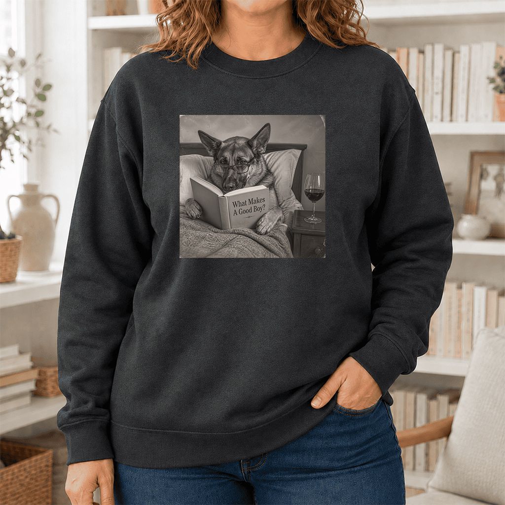 What Makes A Good Boy Crewneck Sweatshirt | Dog Lover Reader Gift Dark Heather