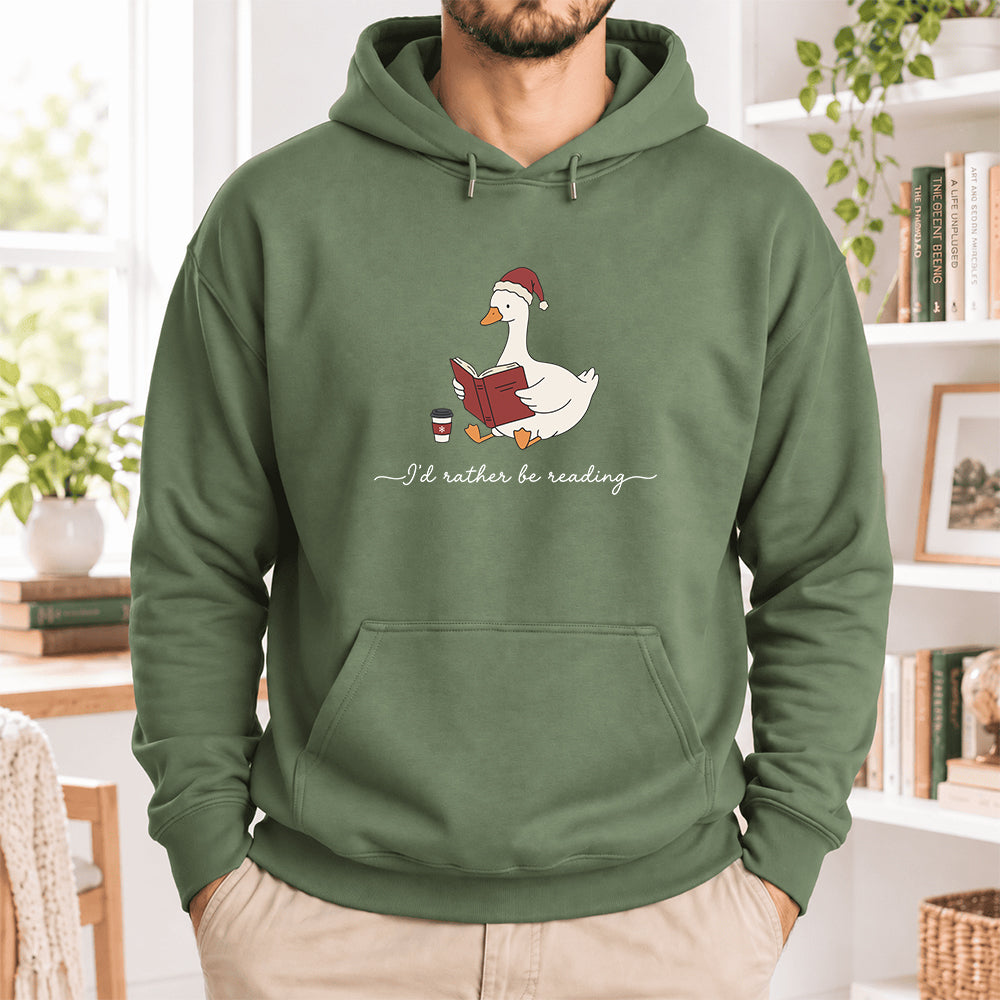 I'd Rather Be Reading Softstyle Hoodie | Christmas Book Lover Gift Military Green
