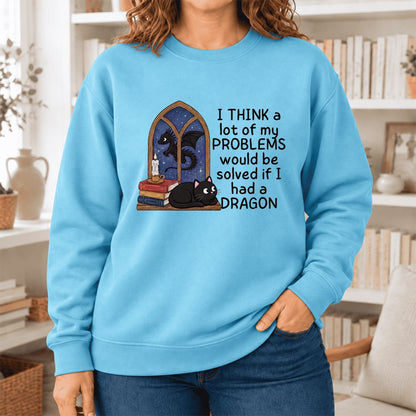 If I Could Have A Dragon Softstyle Sweatshirt | Fantasy Book Lover Gift Sky