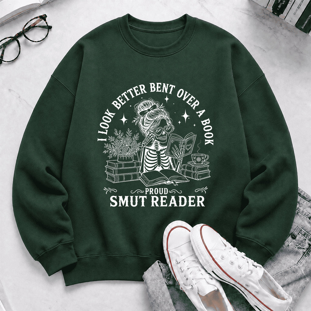 I Look Better Bend Over A Book Crewneck Sweatshirt | Reader Gift Forest Green