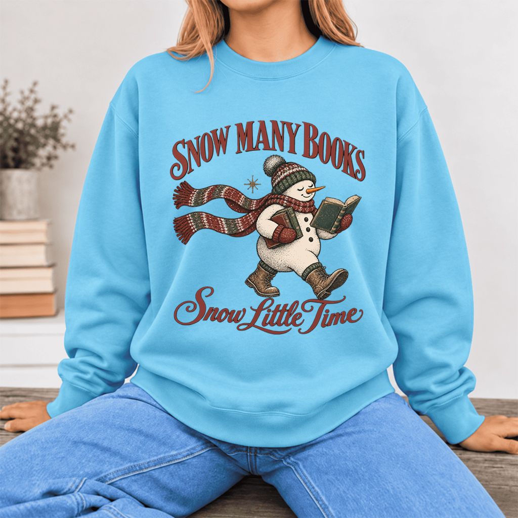 Snow Many Books Snow Little Time Softstyle Sweatshirt | Christmas Reader Gift Sky