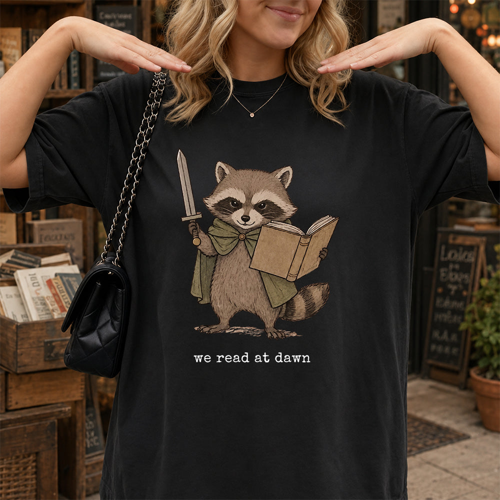 Funny Raccoon Reading Softstyle T-Shirt | Book Lover Gift Black