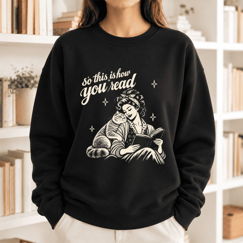 How You Read British Shorthair Softstyle Sweatshirt | Cozy Book & Cat Lover Gift Black