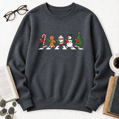 Christmas Reading Parade Softstyle Sweatshirt | Christmas Gift For Readers Dark Heather