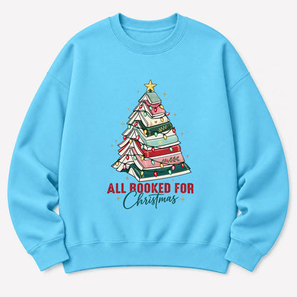 All Booked For Christmas Softstyle Sweatshirt | Christmas Book Lover Gift Sky