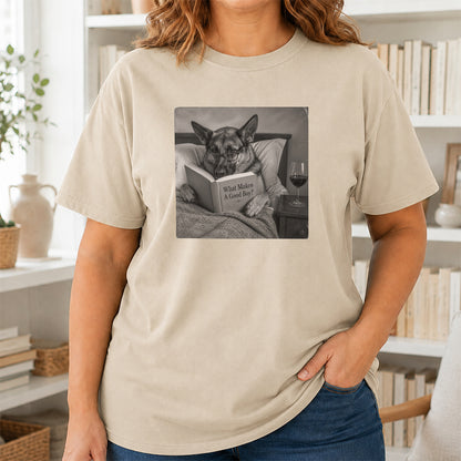 What Makes A Good Boy Printed T-Shirt | Cozy German Shepherd Mom Reader Gift Sand