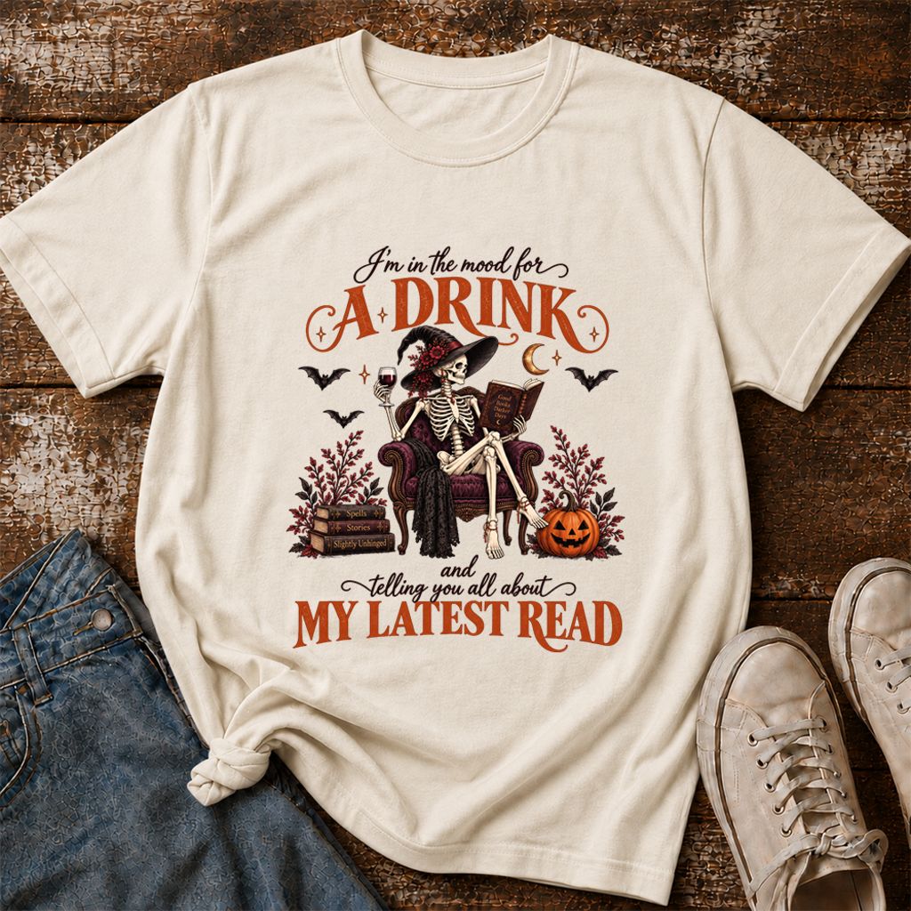 Telling You All About My Lastest Read Printed T-Shirt | Halloween Reader Gift Natural