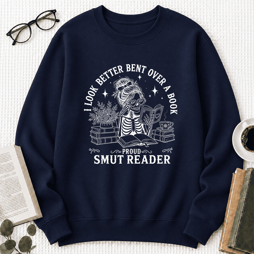 I Look Better Bend Over A Book Crewneck Sweatshirt | Reader Gift Navy