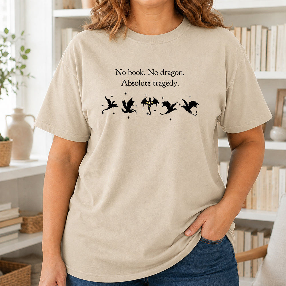 No Book No Dragon Softstyle T-Shirt | Book Lover Gift Sand