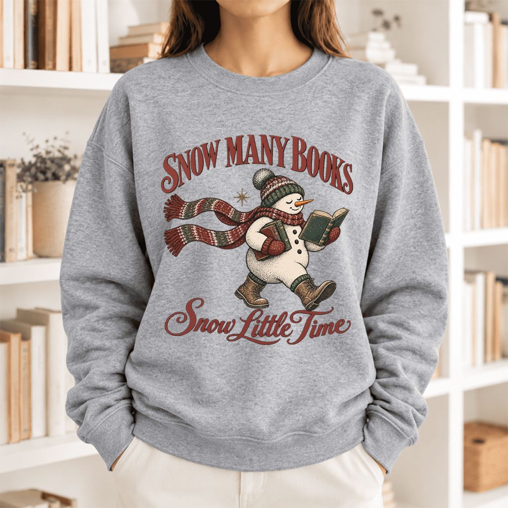 Snow Many Books Snow Little Time Softstyle Sweatshirt | Christmas Reader Gift Sport Grey