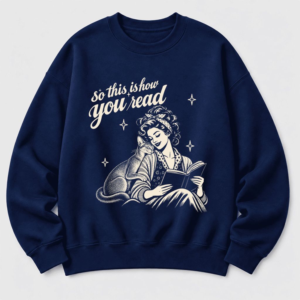 How You Read Abyssinian Softstyle Sweatshirt | Cozy Cat Lover Reader Gift Navy