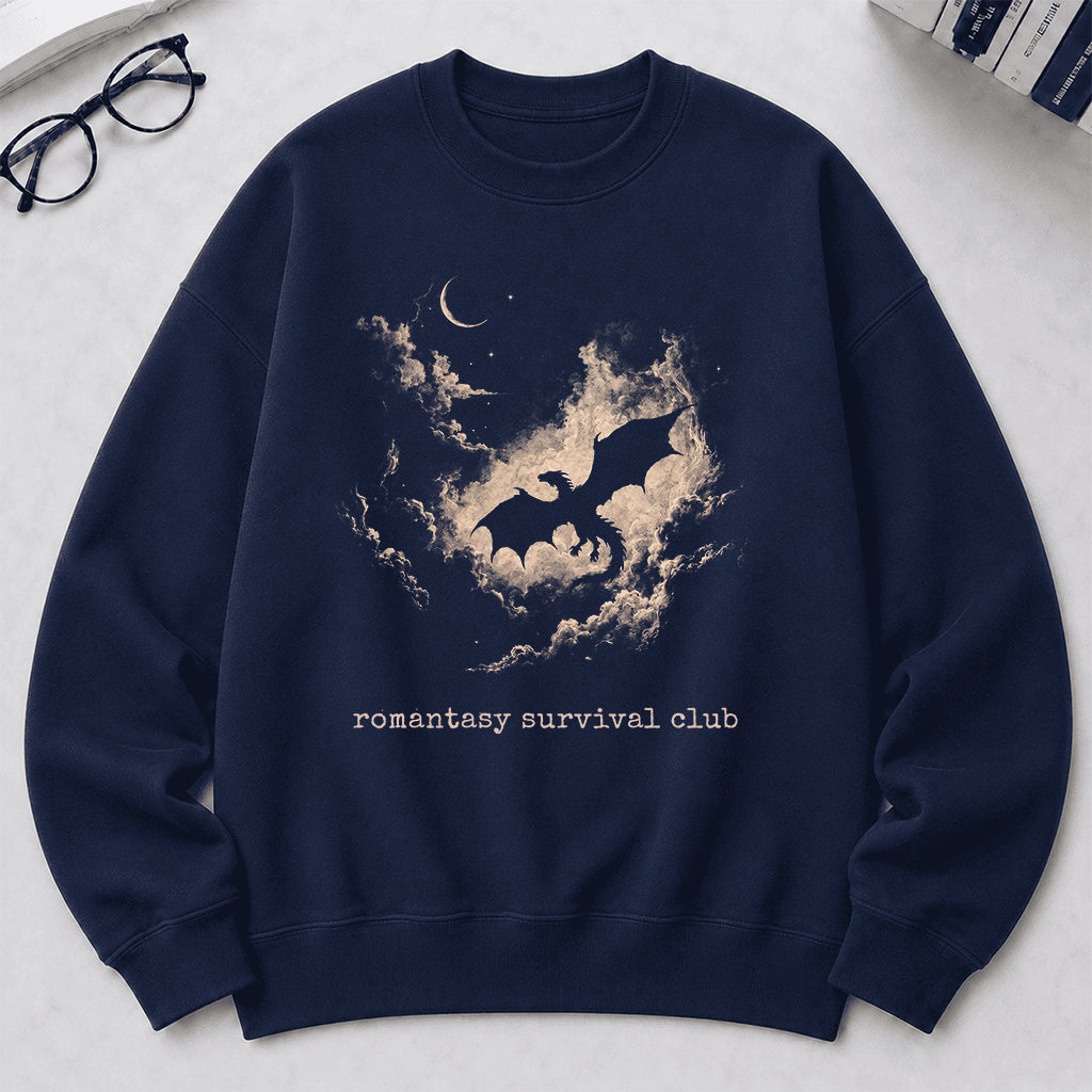 Dark Fantasy Dragon Clouds Crewneck Sweatshirt | Reader Gift Navy