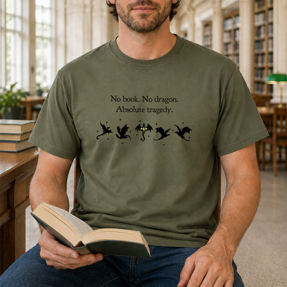 No Book No Dragon Softstyle T-Shirt | Book Lover Gift Military Green