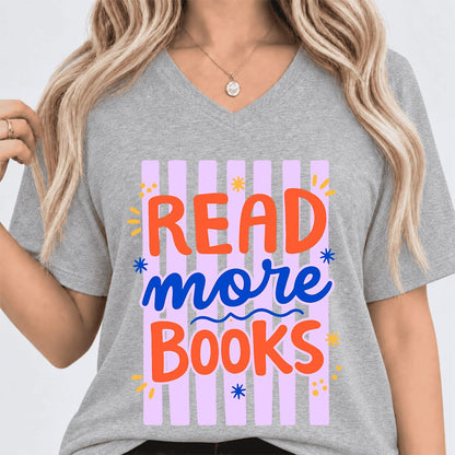 Read More Books Ultra-Soft V-Neck | Energizing Book Lover Gift Athletic Heather