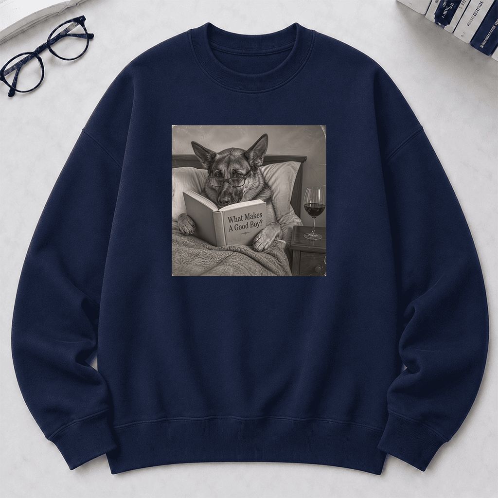 What Makes A Good Boy Crewneck Sweatshirt | Dog Lover Reader Gift Navy