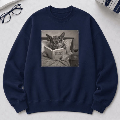 What Makes A Good Boy Crewneck Sweatshirt | Dog Lover Reader Gift Navy