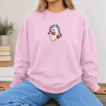 Read More Book Crewneck Sweatshirt | Halloween Reader Gift Light Pink