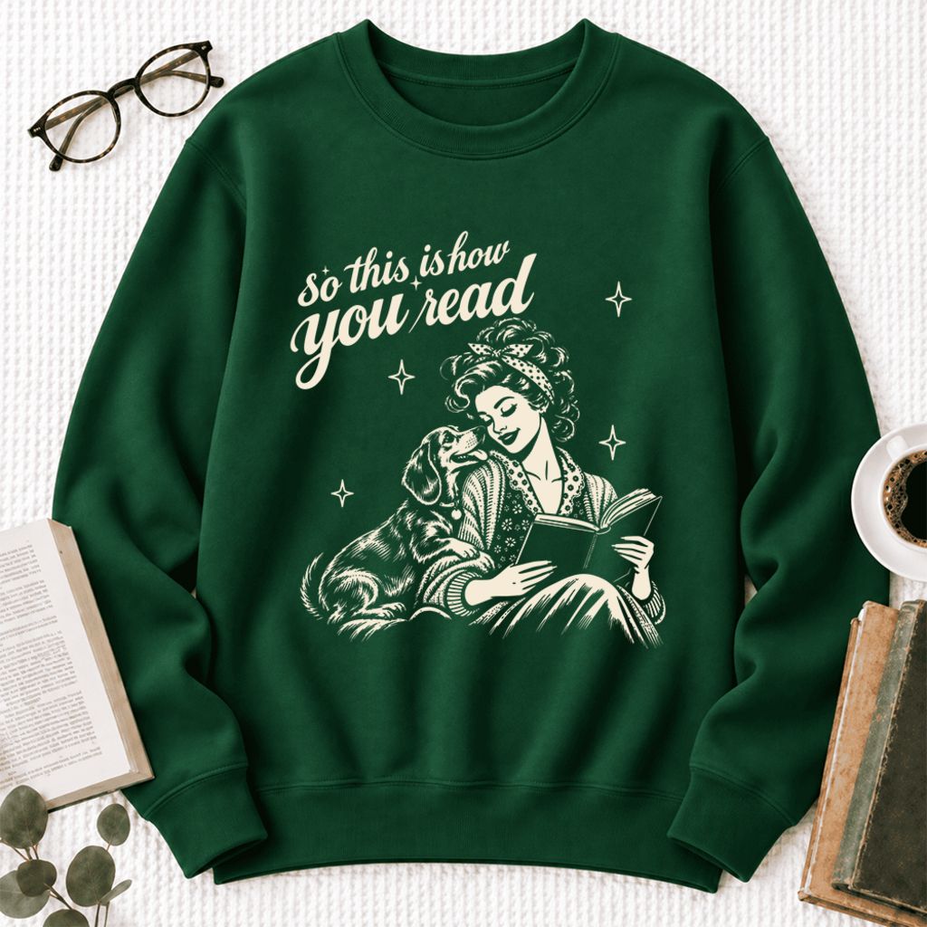 How You Read Dachshund Softstyle Sweatshirt | Cozy Dog Mom Reader Gift Forest Green