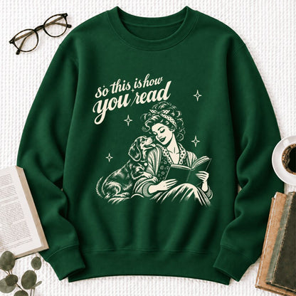 How You Read Dachshund Softstyle Sweatshirt | Cozy Dog Mom Reader Gift Forest Green