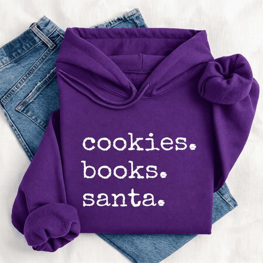 Cookies Books Santa Softstyle Hoodie | Christmas Book Lover Gift Purple