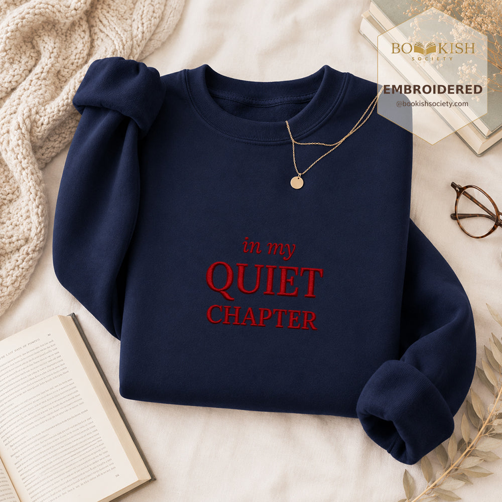In My Quiet Chapter Embroidered Sweatshirt | Reader Gift Navy