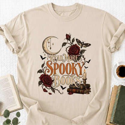 Read More Spooky Books Printed T-Shirt | Halloween Book Lover Gift Sand