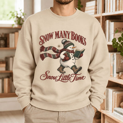 Snow Many Books Snow Little Time Softstyle Sweatshirt | Christmas Reader Gift Sand