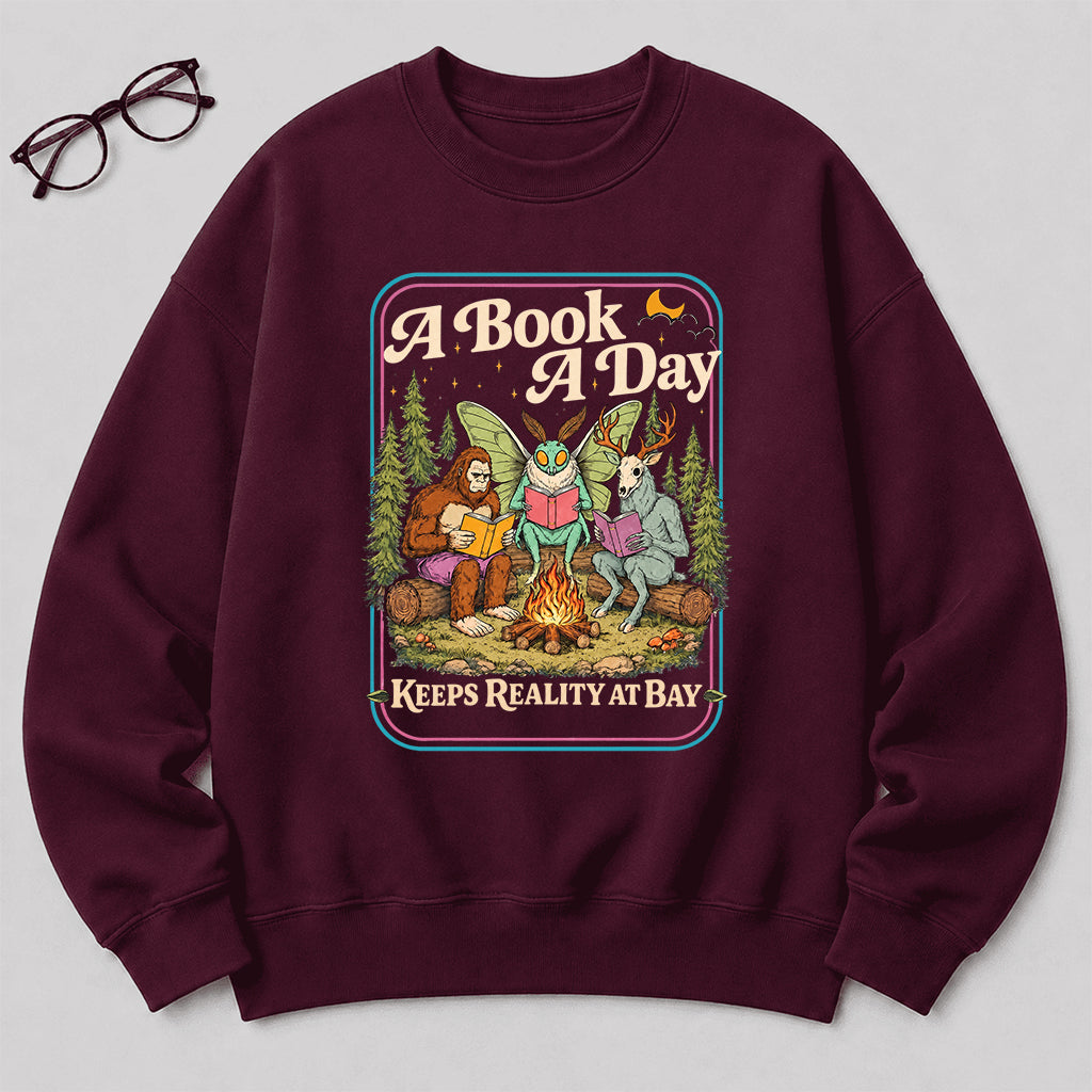 Cryptid Book Club Crewneck Sweatshirt | Reader Gift Maroon