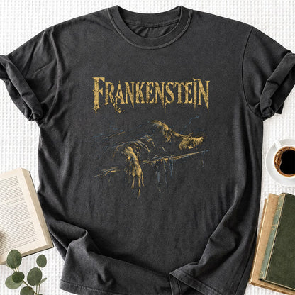 Frankenstein Printed T-Shirt | Halloween Book Lover Gift Dark Heather