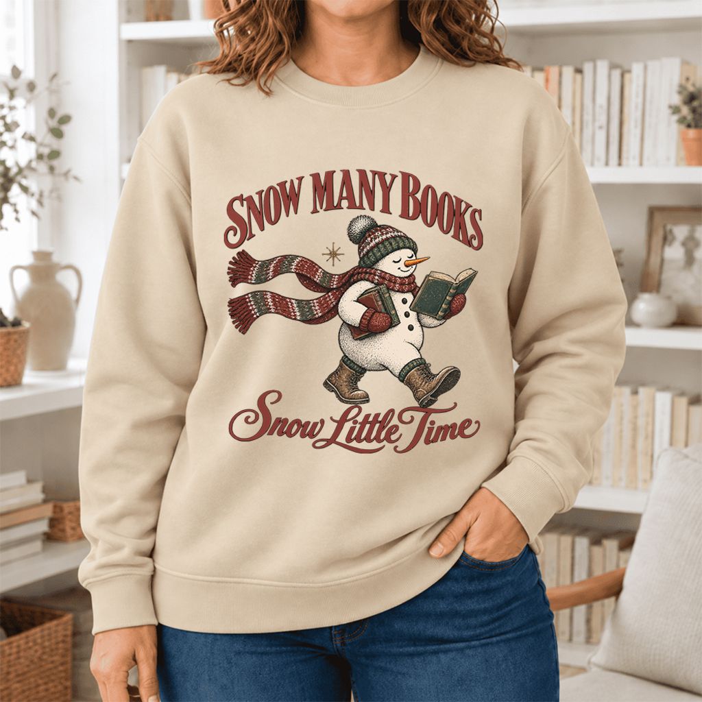 Snow Many Books Snow Little Time Softstyle Sweatshirt | Christmas Reader Gift Sand