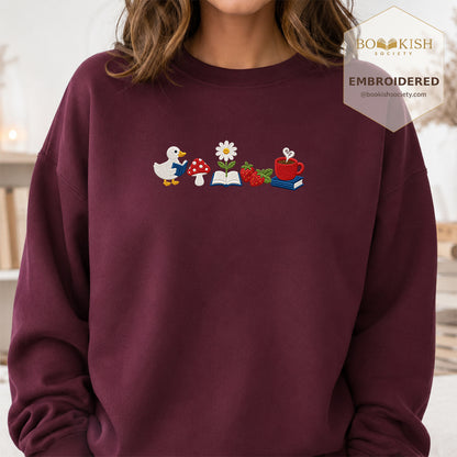 Duck Mushroom Embroidered Sweatshirt | Reader Gift Maroon