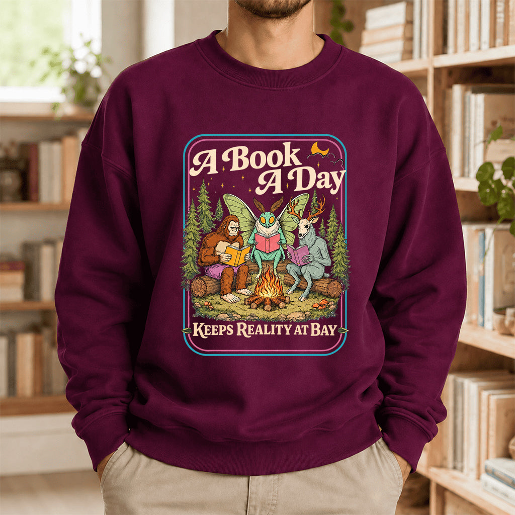 Cryptid Book Club Crewneck Sweatshirt | Reader Gift Maroon