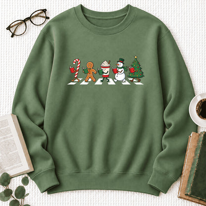Christmas Reading Parade Softstyle Sweatshirt | Christmas Gift For Readers Military Green