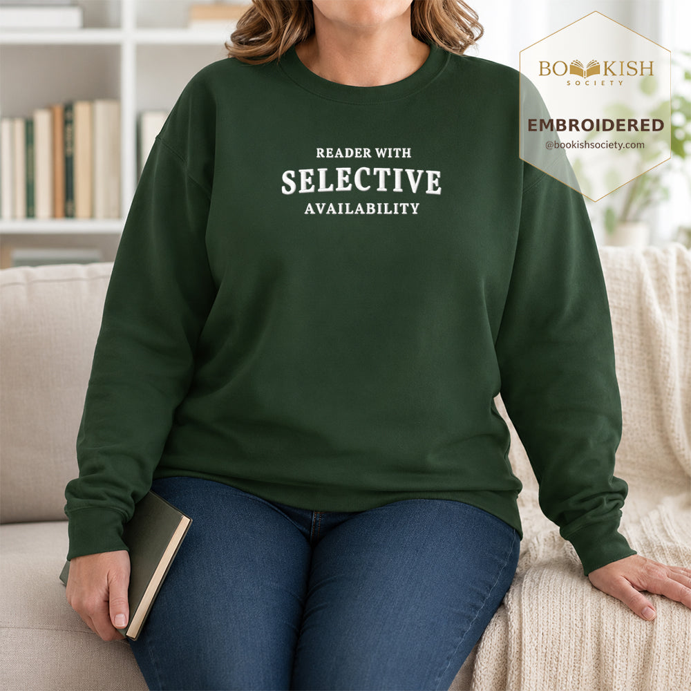 Reader With Selective Availability Embroidered Sweatshirt | Reader Gift Forest Green