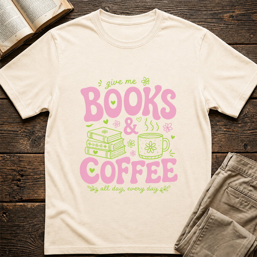 Books and Coffee Softstyle T-Shirt | Book Lover Gift Natural